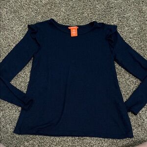 Kids Navy Blue Ruffle Sleeve Top